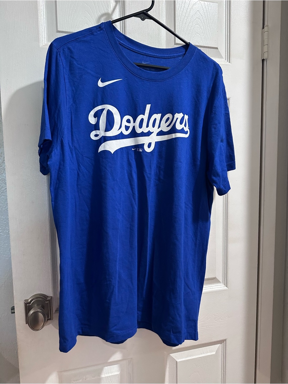 Nike Men's Dodgers Royal Blue T-Shirt with White Script